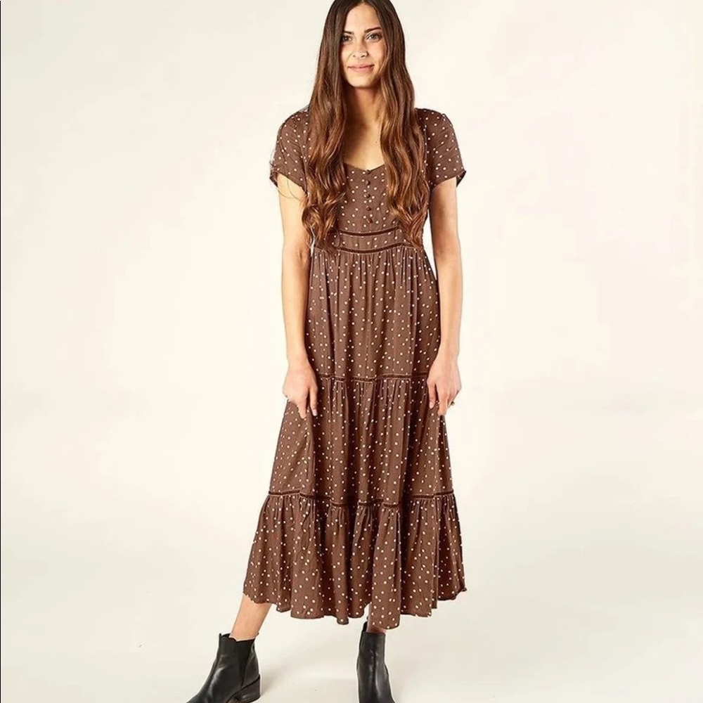NWT Rylee + Cru Ada Dress Wine Dot